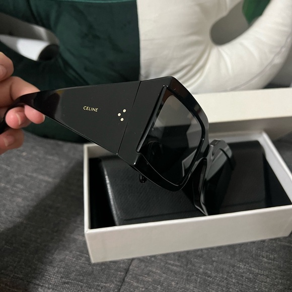 Celine Black Wide-arm Square Acetate Sunglasses - Picture 4 of 11